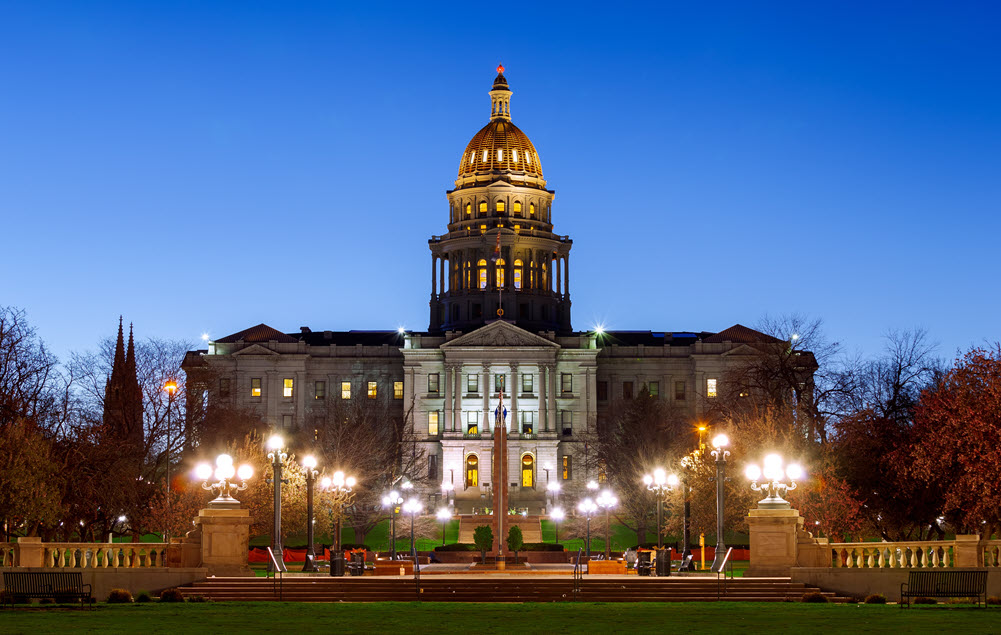 Dramatic photograph of the Colorado State Capitol building